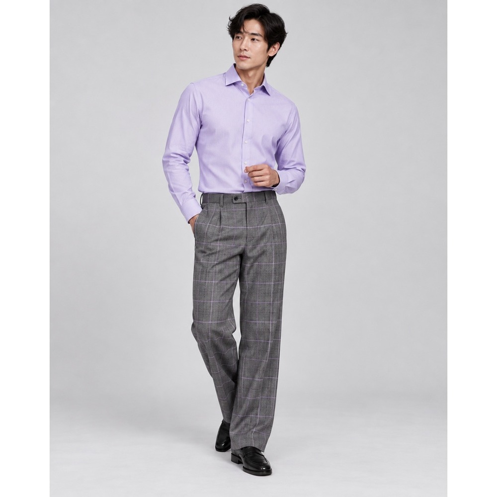 Theory Mens XXL Purple White Micro Stripe Cotton Long Sleeve Button Down Shirt